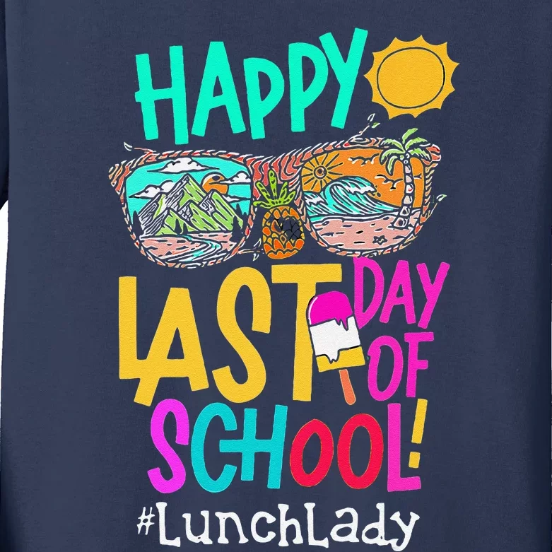 Funny Summer Teacher Happy Last Day Of School Lunch Lady Kids Long Sleeve Shirt