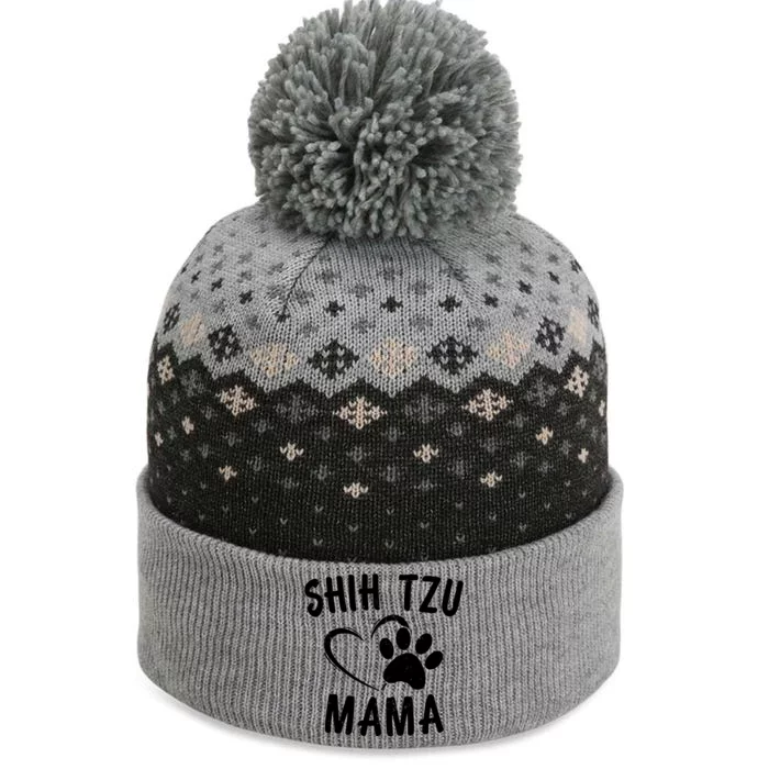 Funny Shih Tzu Mama Gift Pet Doggy Lover Apparel Dog Mom The Baniff Cuffed Pom Beanie