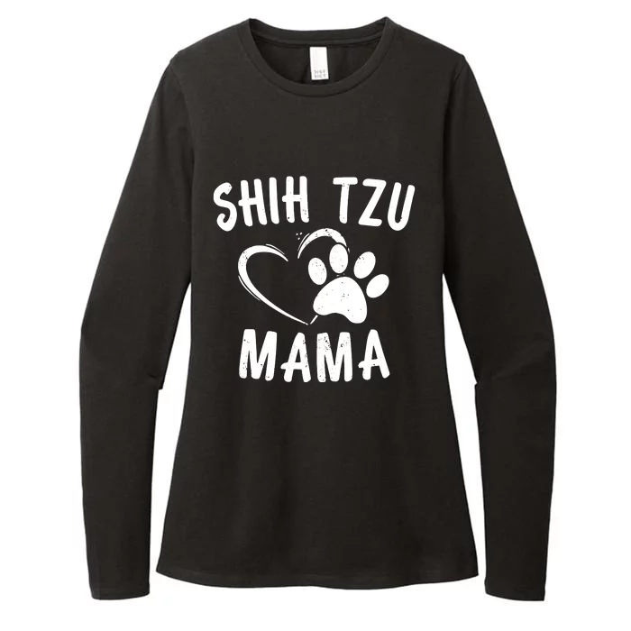 Funny Shih Tzu Mama Gift Pet Doggy Lover Apparel Dog Mom Womens CVC Long Sleeve Shirt