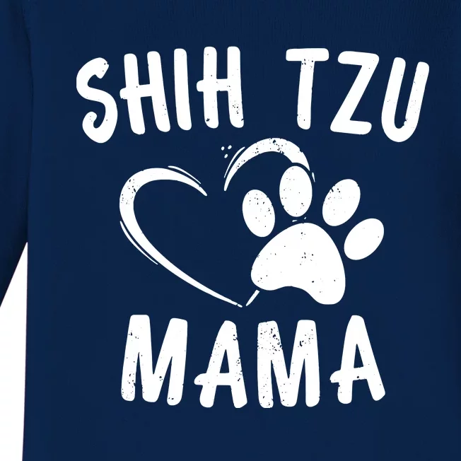 Funny Shih Tzu Mama Gift Pet Doggy Lover Apparel Dog Mom Baby Long Sleeve Bodysuit