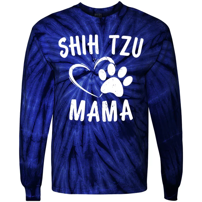 Funny Shih Tzu Mama Gift Pet Doggy Lover Apparel Dog Mom Tie-Dye Long Sleeve Shirt