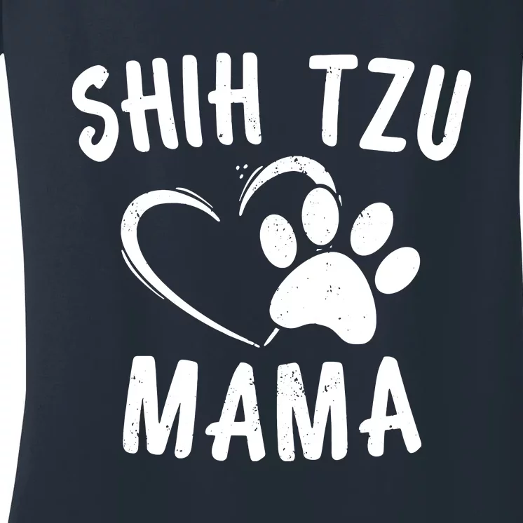 Funny Shih Tzu Mama Gift Pet Doggy Lover Apparel Dog Mom Women's V-Neck T-Shirt