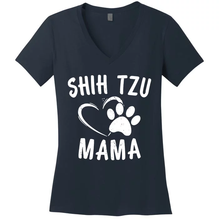 Funny Shih Tzu Mama Gift Pet Doggy Lover Apparel Dog Mom Women's V-Neck T-Shirt