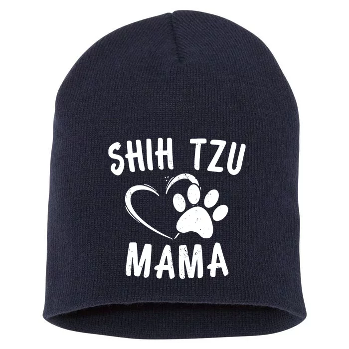 Funny Shih Tzu Mama Gift Pet Doggy Lover Apparel Dog Mom Short Acrylic Beanie