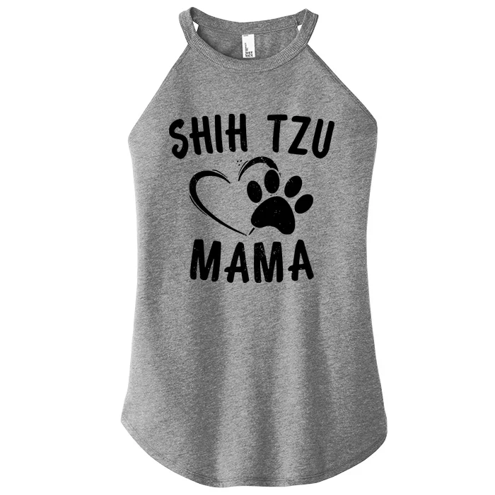 Funny Shih Tzu Mama Gift Pet Doggy Lover Apparel Dog Mom Women’s Perfect Tri Rocker Tank