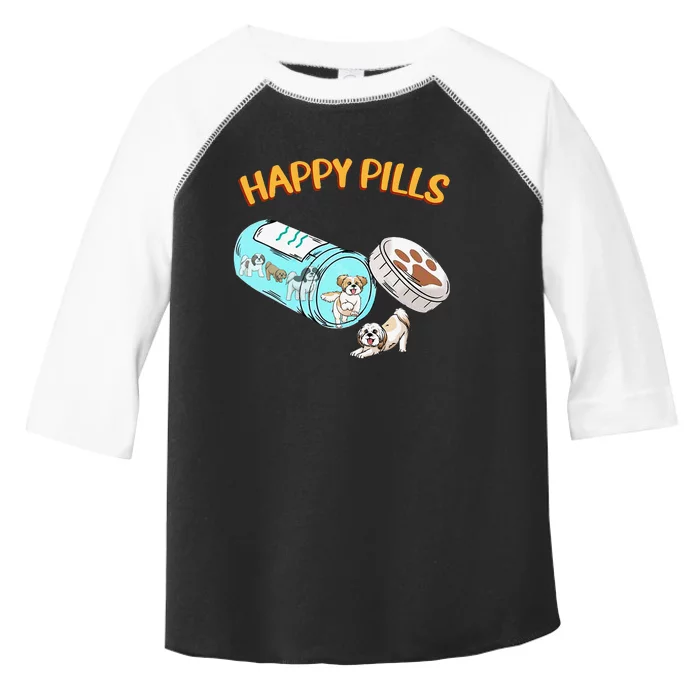 Funny Shih Tzu Happy Pills Dog Lover Toddler Fine Jersey T-Shirt