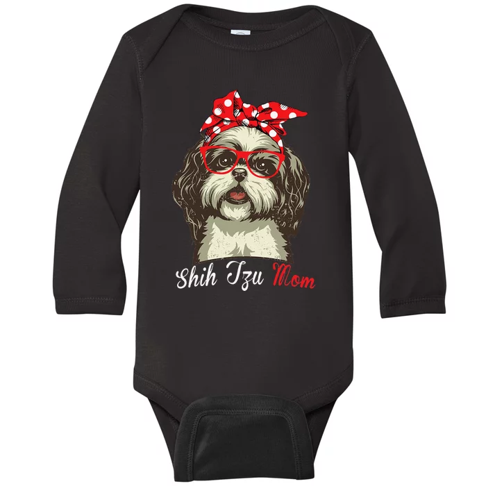 Funny Shih Tzu mom for Shih Tzu Dog Lovers Baby Long Sleeve Bodysuit