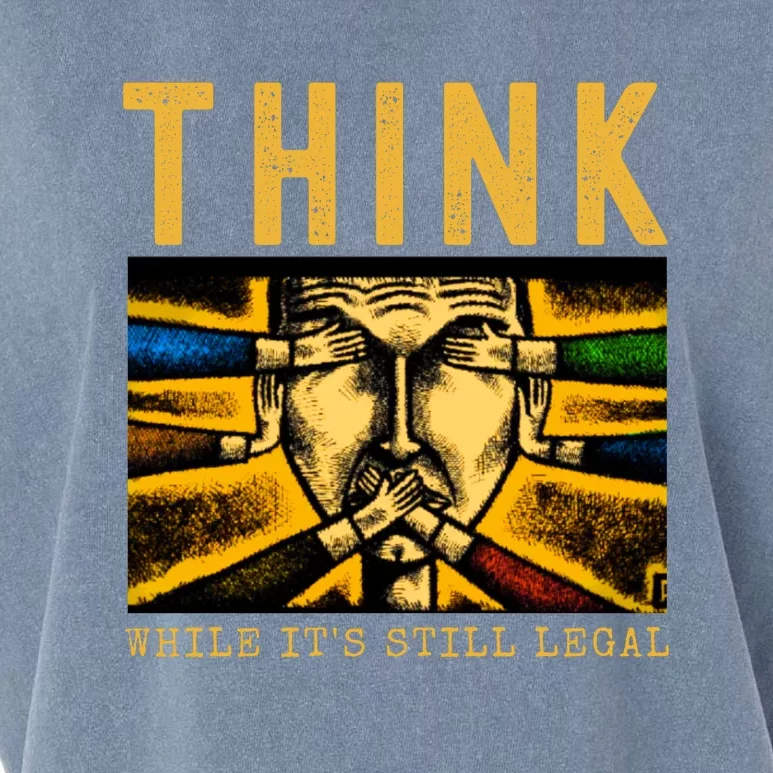 Free Speech Think While It's Still Legal Anti Woke Great Reset Garment-Dyed Women's Muscle Tee