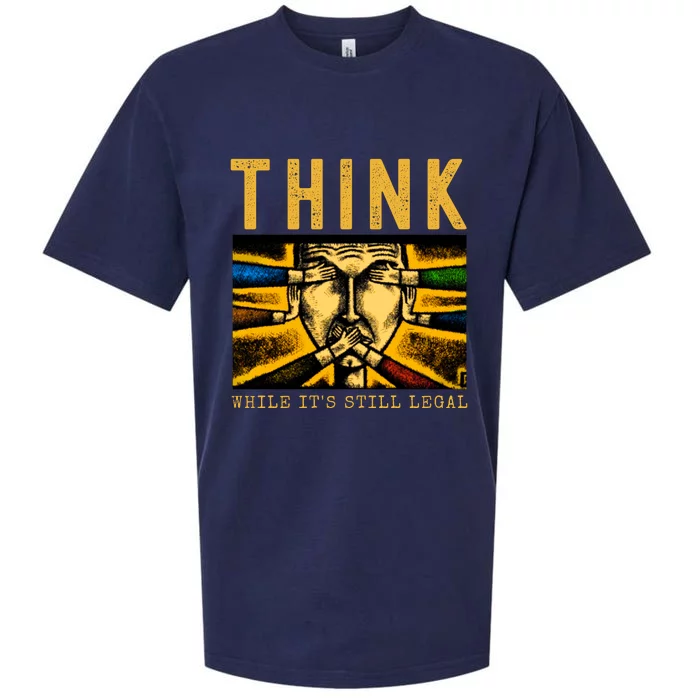 Free Speech Think While It's Still Legal Anti Woke Great Reset Sueded Cloud Jersey T-Shirt