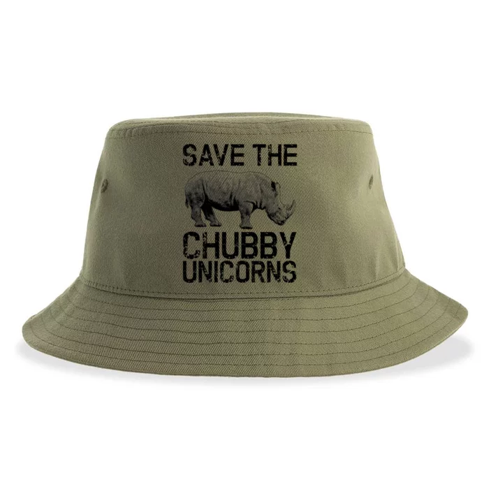 Funny Save The Chubby Unicorns Rhino Gift Sustainable Bucket Hat