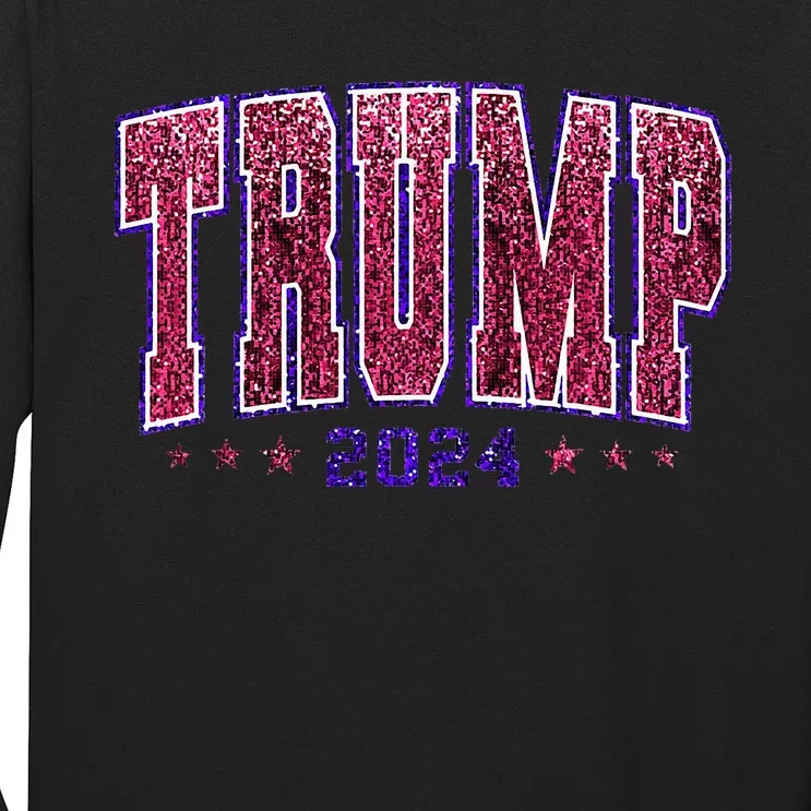 Faux Sequins Trump 2024 President Make America Trump Again Long Sleeve Shirt