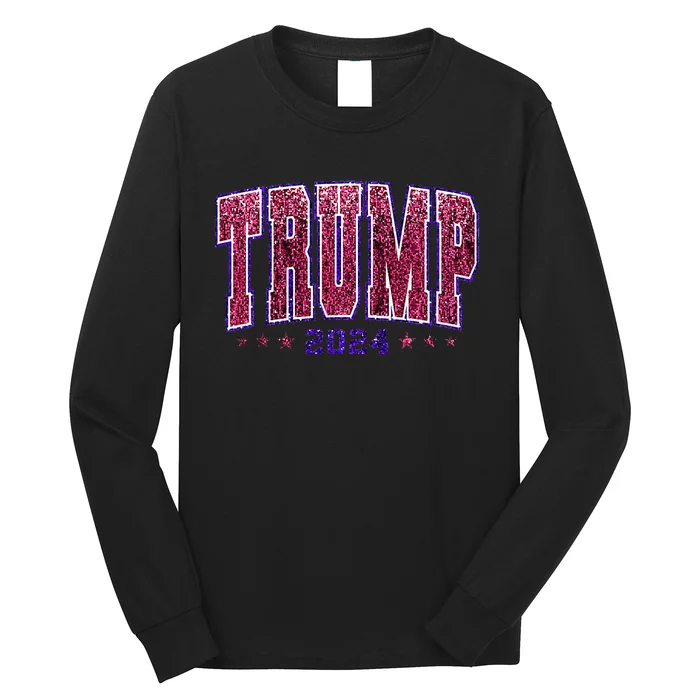 Faux Sequins Trump 2024 President Make America Trump Again Long Sleeve Shirt