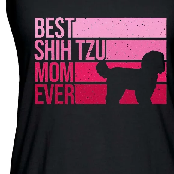 Funny Shih Tzu Mom Art For  Mother's Day Dog Lover Ladies Essential Flowy Tank