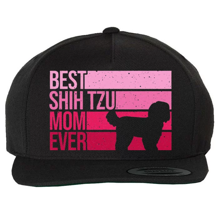 Funny Shih Tzu Mom Art For  Mother's Day Dog Lover Wool Snapback Cap