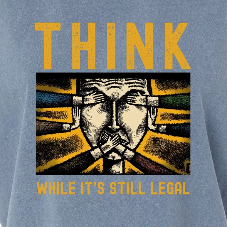 Free Speech Think While It's Still Legal Anti Woke Great Reset Garment-Dyed Women's Muscle Tee