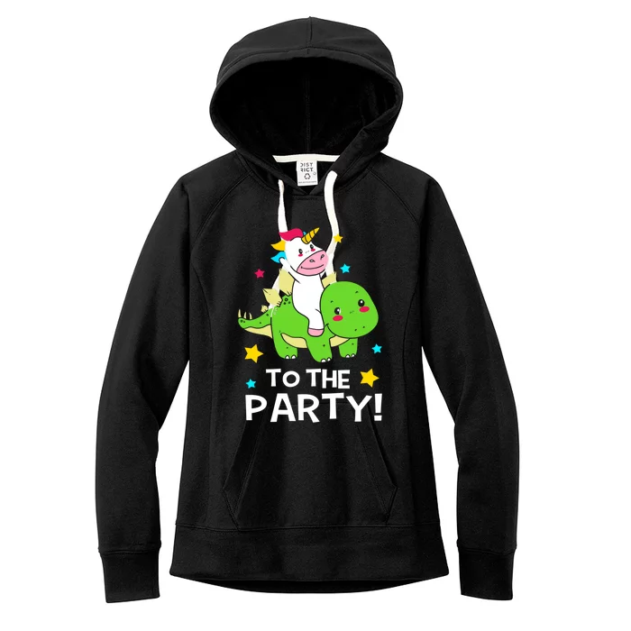 Funny Stegosaurus Unicorn Riding Dinosaur Meaningful Gift Women's Fleece Hoodie