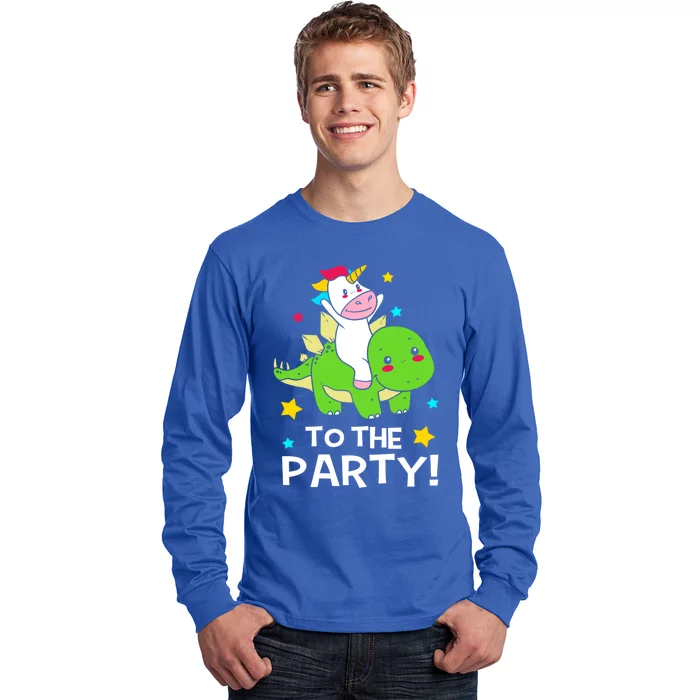 Funny Stegosaurus Unicorn Riding Dinosaur Meaningful Gift Long Sleeve Shirt