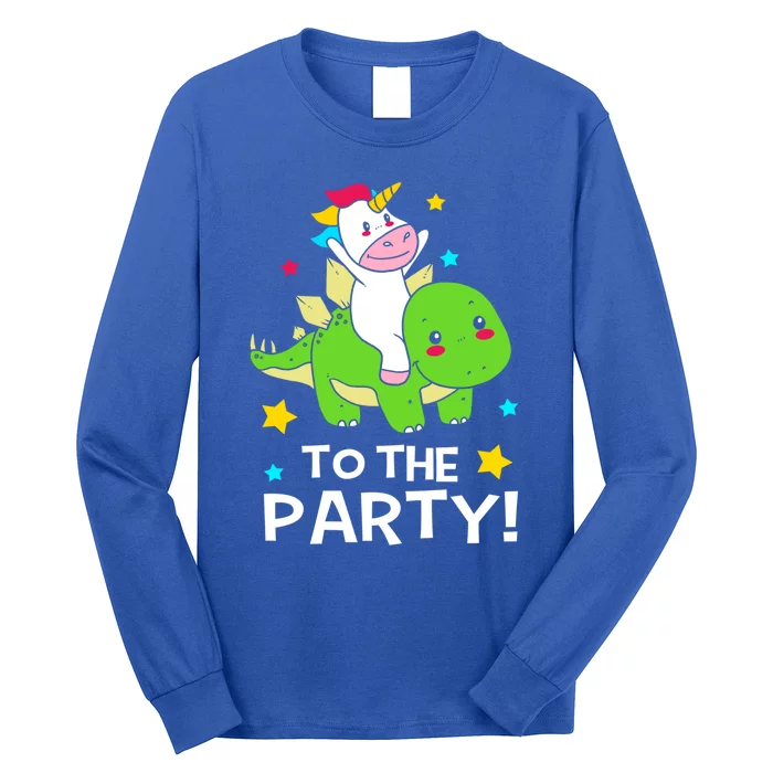 Funny Stegosaurus Unicorn Riding Dinosaur Meaningful Gift Long Sleeve Shirt