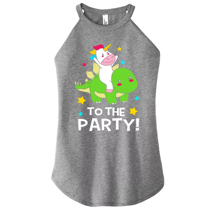 Funny Stegosaurus Unicorn Riding Dinosaur Meaningful Gift Women’s Perfect Tri Rocker Tank