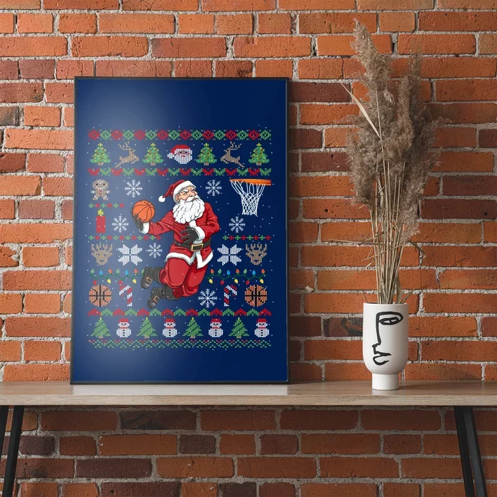 Funny Santa Ugly Christmas Basketball Dunking Poster