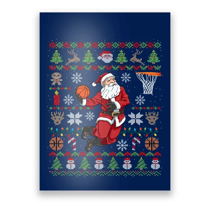 Funny Santa Ugly Christmas Basketball Dunking Poster