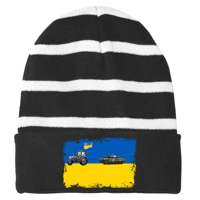 Farmer Support Ukraine Striped Beanie with Solid Band