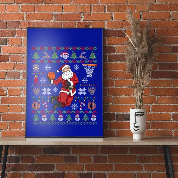 Funny Santa Ugly Christmas Basketball Dunking Gift Poster