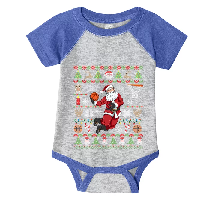 Funny Santa Ugly Christmas Basketball Dunking Gift Infant Baby Jersey Bodysuit