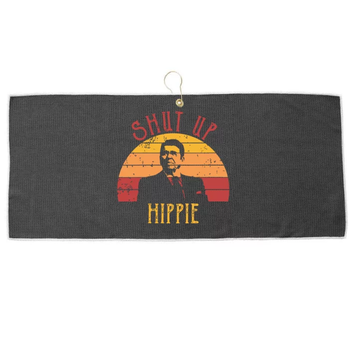 Funny Shut Up Hippie Ronald Regan Conservative Anti Liberal Vneck Large Microfiber Waffle Golf Towel