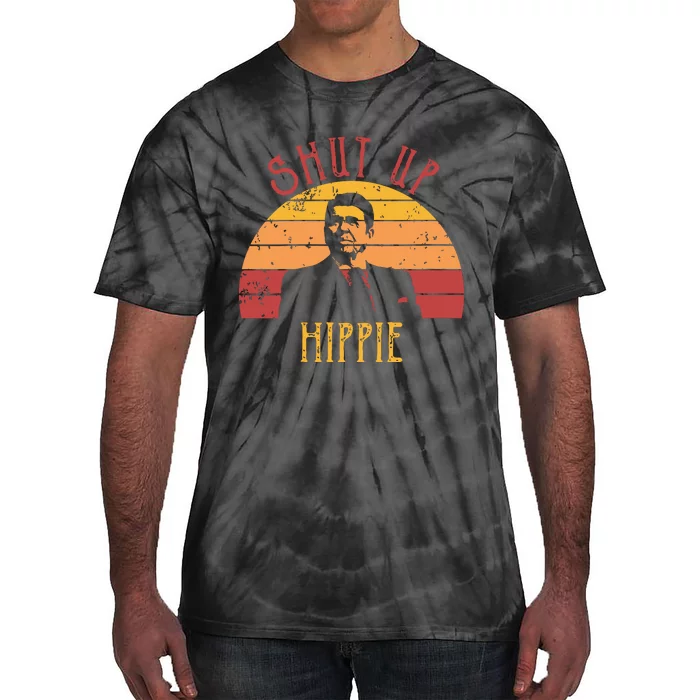 Funny Shut Up Hippie Ronald Regan Conservative Anti Liberal Vneck Tie-Dye T-Shirt