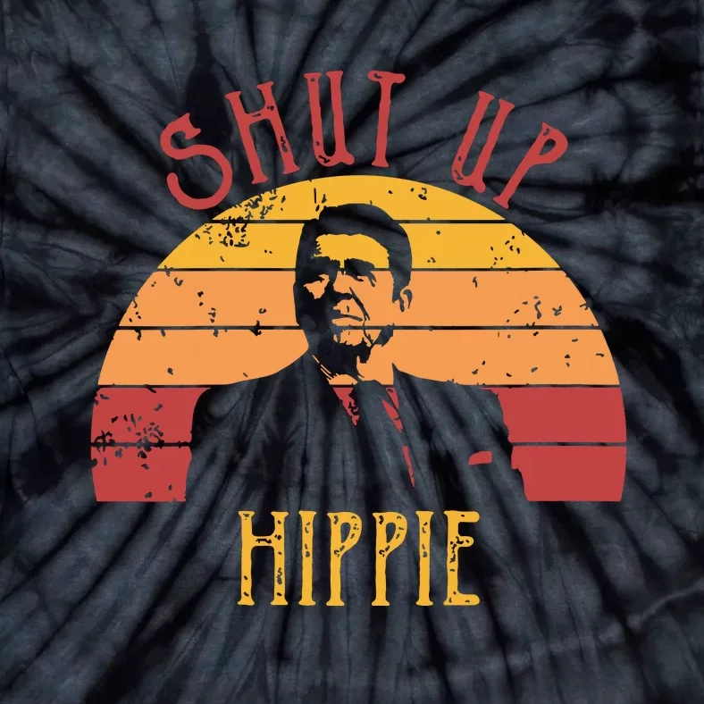 Funny Shut Up Hippie Ronald Regan Conservative Anti Liberal Vneck Tie-Dye T-Shirt