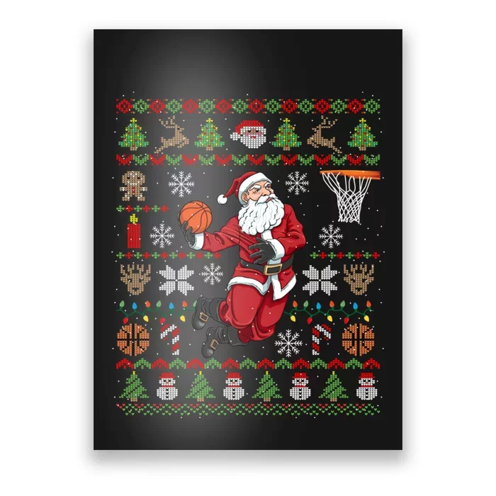 Funny Santa Ugly Christmas Basketball Dunking Poster