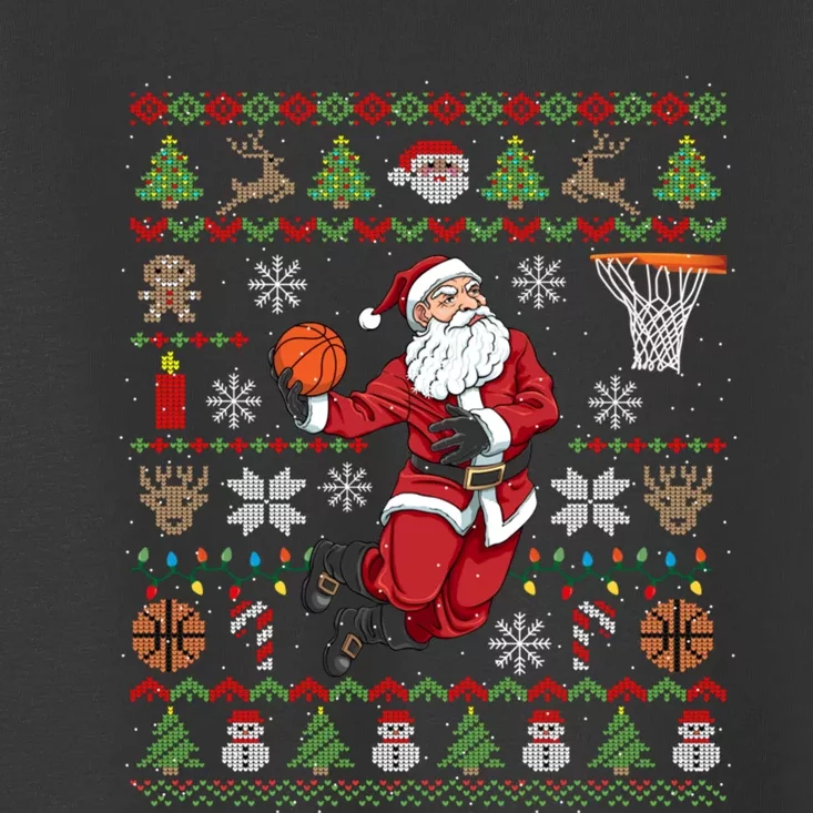 Funny Santa Ugly Christmas Basketball Dunking Toddler T-Shirt