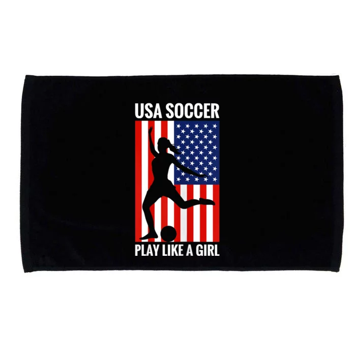 Funny Soccer Usa Soccer Play Like A Girl Microfiber Hand Towel