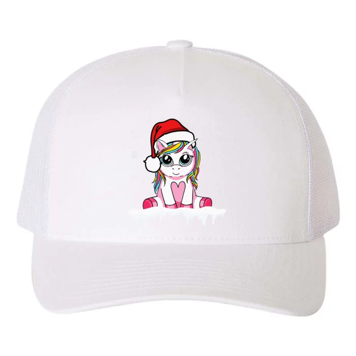 Festive Santa Unicorn Holiday Decoration Yupoong Adult 5-Panel Trucker Hat