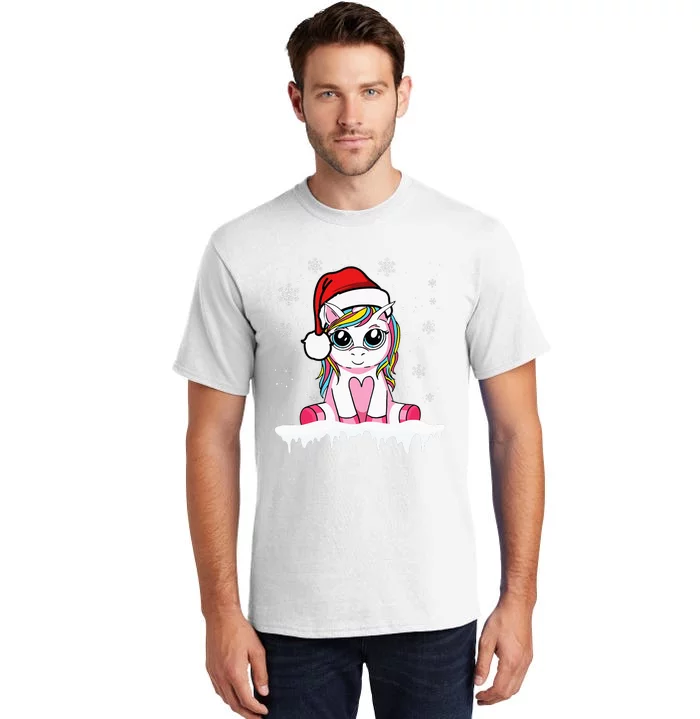 Festive Santa Unicorn Holiday Decoration Tall T-Shirt