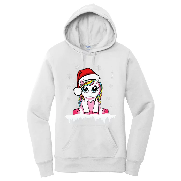 Festive Santa Unicorn Holiday Decoration Women's Pullover Hoodie