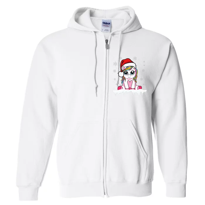 Festive Santa Unicorn Holiday Decoration Full Zip Hoodie