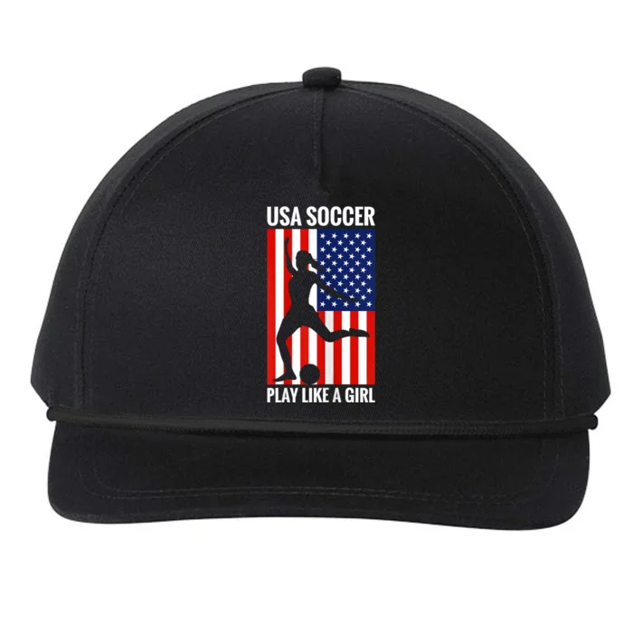 Funny Soccer Usa Soccer Play Like A Girl Snapback Five-Panel Rope Hat