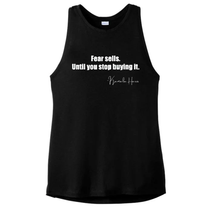 Fear Sells Until You Stop Buying It Harris Walz Vote Kamala Ladies Tri-Blend Wicking Tank