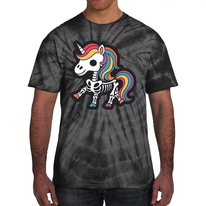 Funny Skeleton Unicorn Lovers Spooky Halloween Costume Tie-Dye T-Shirt