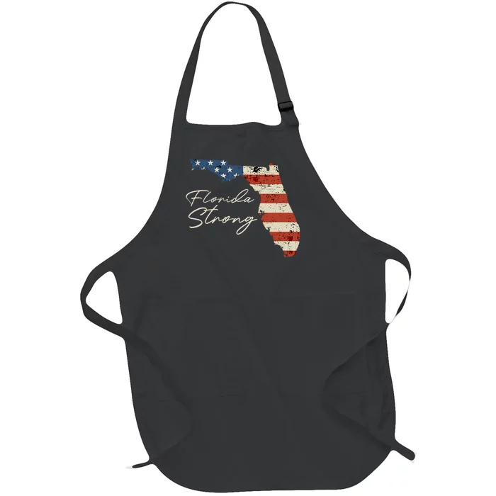 Florida Strong Usa Flag Florida Map Hurricane Milton Pray For All Full-Length Apron With Pocket