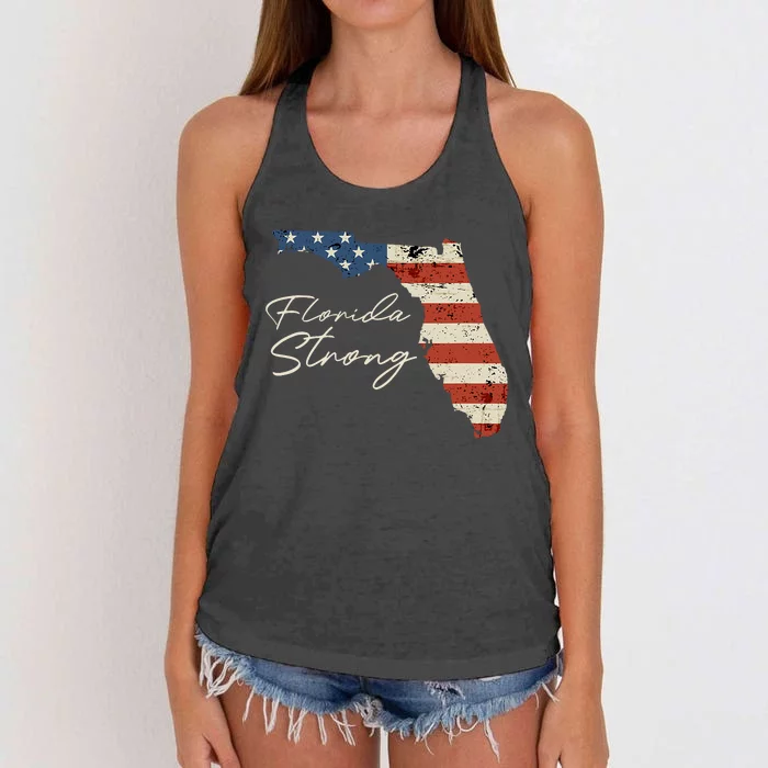 Florida Strong Usa Flag Florida Map Hurricane Milton Pray For All Women's Knotted Racerback Tank