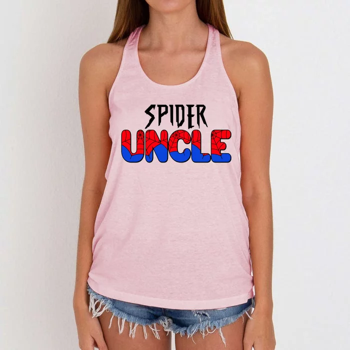 Funny Spider Uncle Matching Family Shirts Women's Knotted Racerback Tank