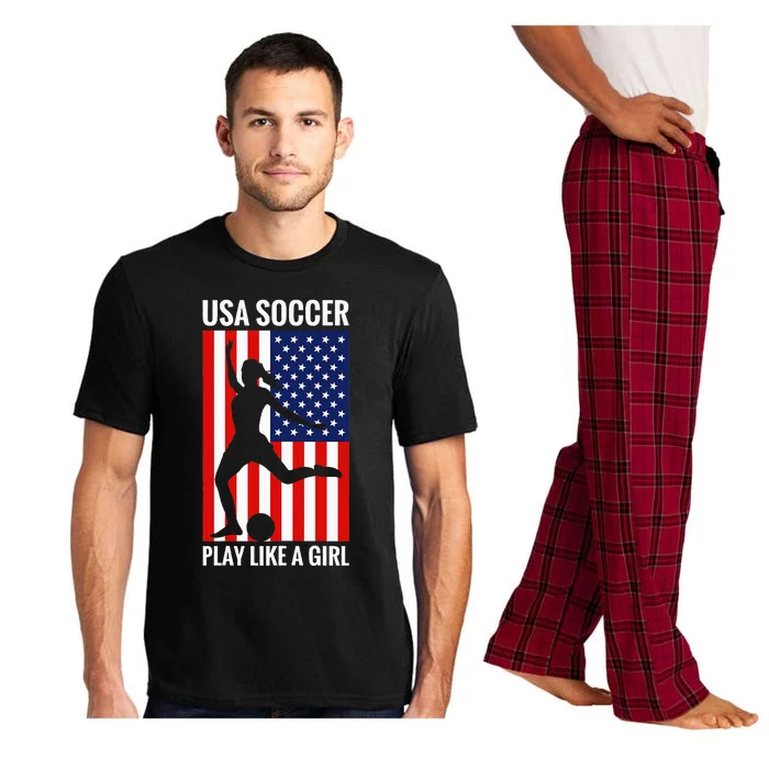 Funny Soccer Usa Soccer Play Like A Girl Pajama Set