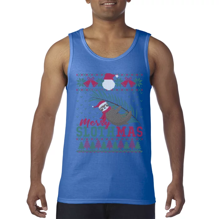 Funny Sloth Ugly Christmas Merry Slothmas Happy Holiday Gift Tank Top