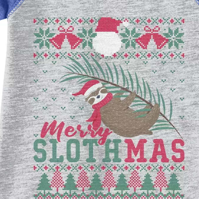 Funny Sloth Ugly Christmas Merry Slothmas Happy Holiday Gift Infant Baby Jersey Bodysuit