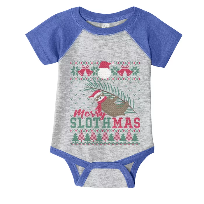 Funny Sloth Ugly Christmas Merry Slothmas Happy Holiday Gift Infant Baby Jersey Bodysuit