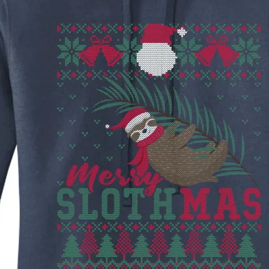 Funny Sloth Ugly Christmas Merry Slothmas Happy Holiday Gift Women's Pullover Hoodie