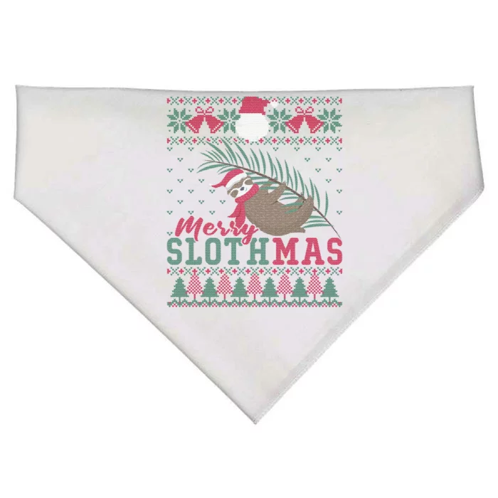 Funny Sloth Ugly Christmas Merry Slothmas Happy Holiday Gift USA-Made Doggie Bandana